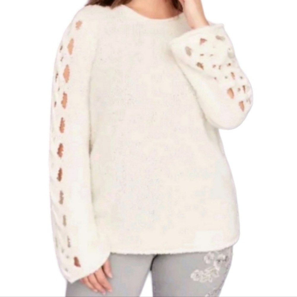 Lane Bryant Women Cozy Knit Sweater Size 14-16 Beige